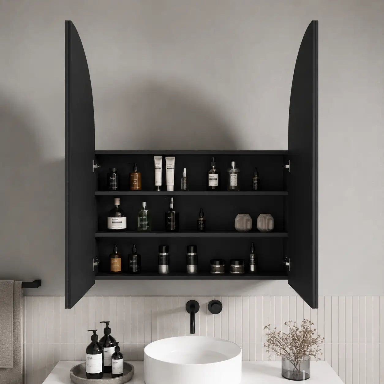 Forme Arch LED Shaving Mirror Cabinet 900 - Zyloh Haus Mirrored Cabinets