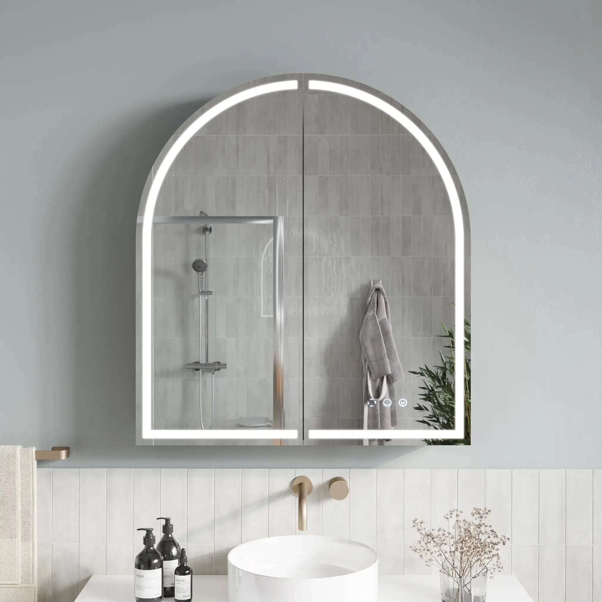 Forme Arch LED Shaving Mirror Cabinet 900 - Zyloh Haus Mirrored Cabinets
