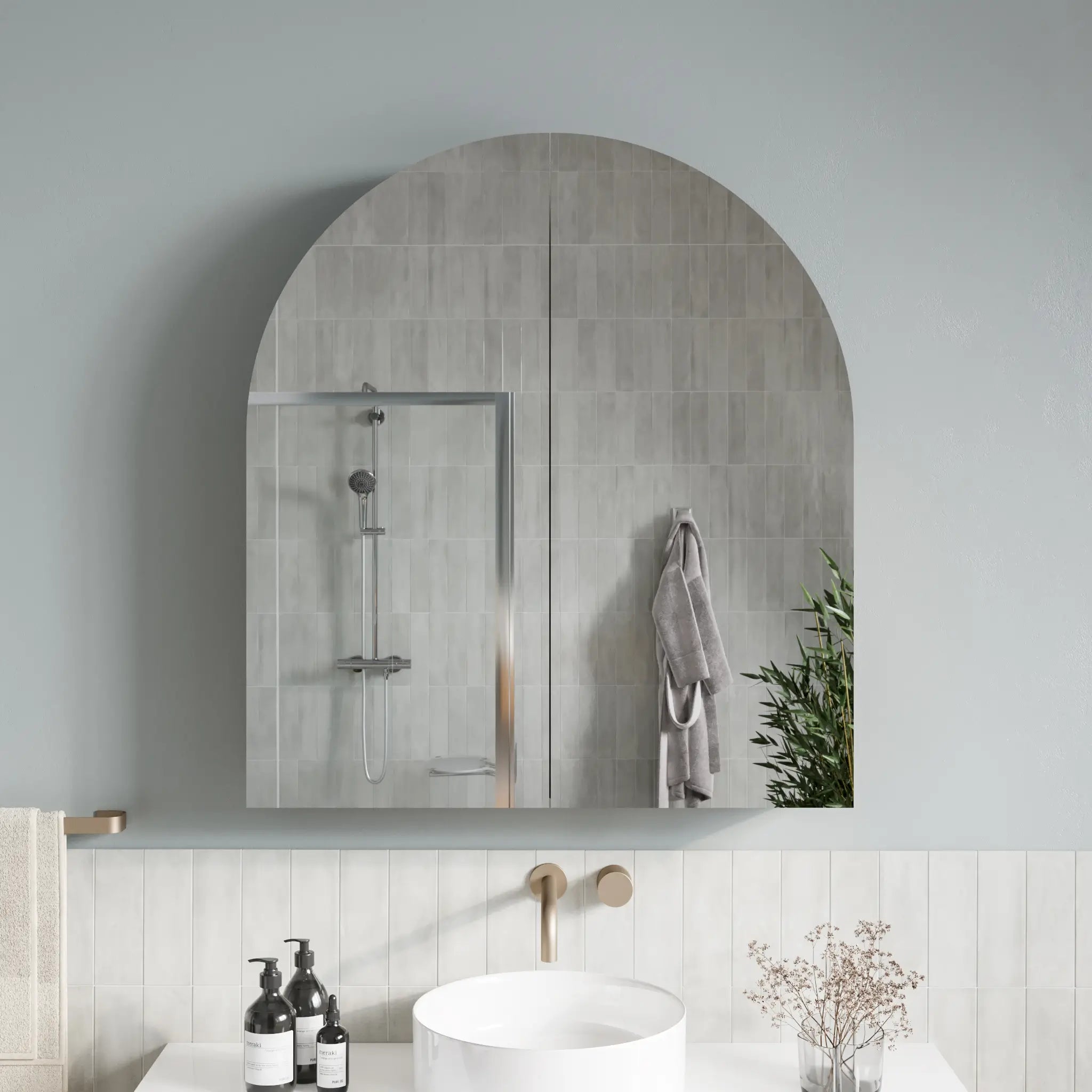 Forme Arch Shaving Mirror Cabinet 900 (Double Door) - Zyloh Haus Mirrored Cabinets