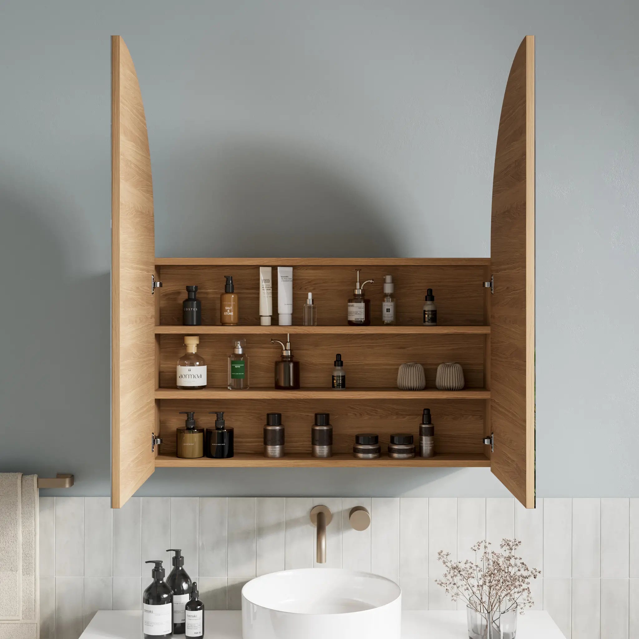 Forme Arch Shaving Mirror Cabinet 900 (Double Door) - Zyloh Haus Mirrored Cabinets
